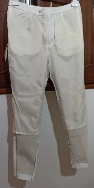 Pantaloni in vera pelle beige