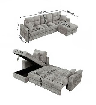 Sofá Cama Reversible Pana Gris