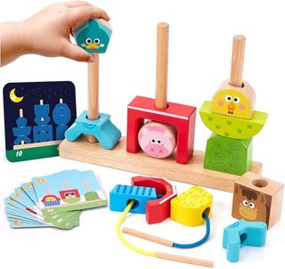 NUEVO! Juguetes Montessori Bloques Madera 1 Año