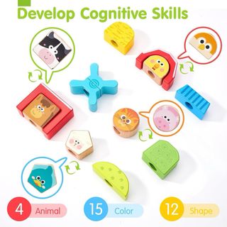 NUEVO! Juguetes Montessori Bloques Madera 1 Año