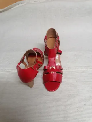 Sandálias Vermelhas Salto Bloco