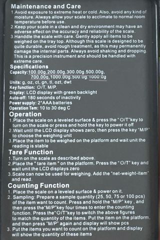 Báscula Digital de Bolsillo 5kg