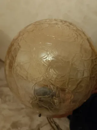 Lampadario Vintage Globo Vetro Cracklé Ambra