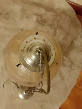 Lampadario Vintage Globo Vetro Cracklé Ambra