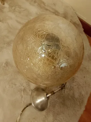 Lampadario Vintage Globo Vetro Cracklé Ambra