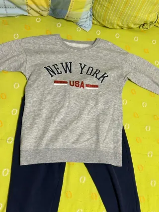 Conjunto chándal gris y azul niño 11-12 años