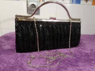 Bolso de fiesta negro y plateado