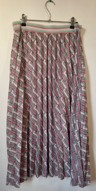 Falda larga plisada multicolor