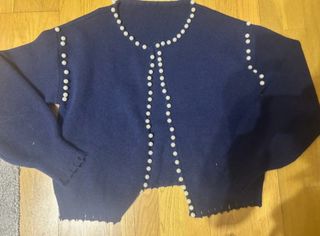 Chaqueta azul perlas talla L