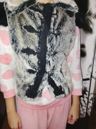 Chaleco de vestir invierno gris y blanco