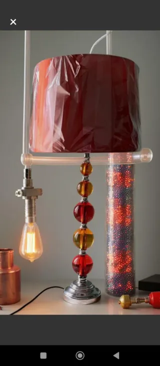 Lámpara Mesa Tulipán Naranja/Rojo