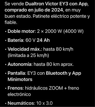 Patinete Dualtron Victor 1200€