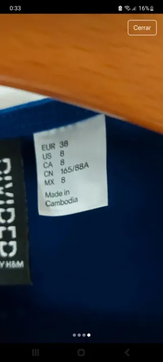 Vestido H&M azul talla 38