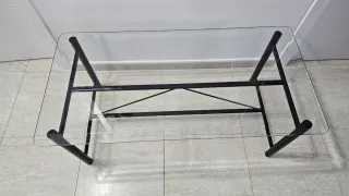 Mesa de centro cristal y metal