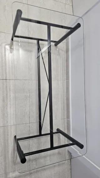 Mesa de centro cristal y metal