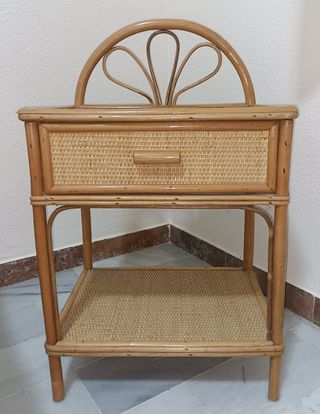 Cabecero caña 135cm y 2 mesillas caña y mimbre