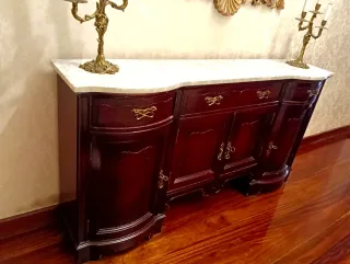 Taquillón madera y mármol de los años 80