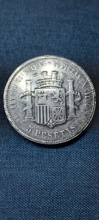 Moneda Plata España 1870 (5 Pesetas)