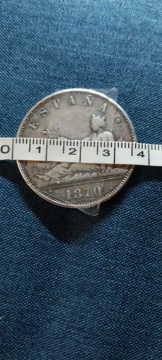 Moneda Plata España 1870 (5 Pesetas)