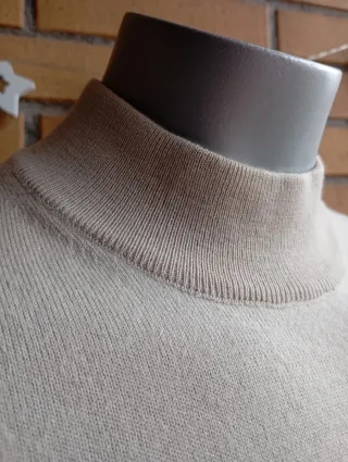 Jersey lana cuello alto beige