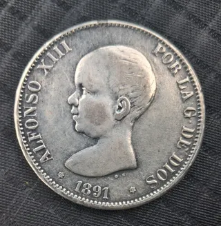 Moneda 5 Pesetas Alfonso XIII 1891