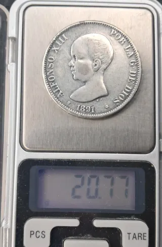 Moneda 5 Pesetas Alfonso XIII 1891