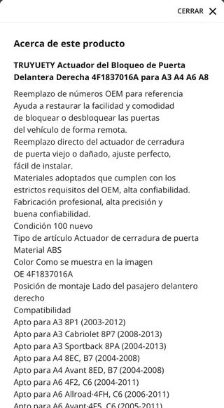 Cerradura Puerta Coche