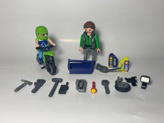 Playmobil Motorista Niño y Mecánico con Accesorios