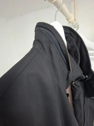 Abrigo Gabardina Negro Forro Doble