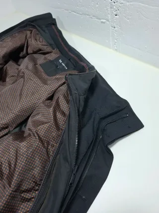 Abrigo Gabardina Negro Forro Doble