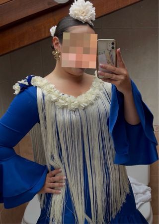 Vestido Flamenco Azul con Flecos
