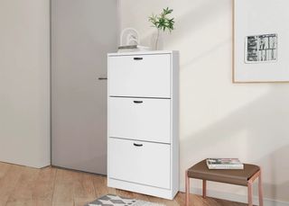 Zapatero madera y blanco