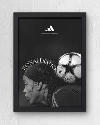 Póster Ronaldinho Adidas Blanco y Negro