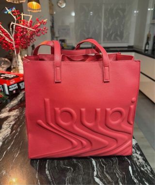 Bolso shopper Desigual rojo grande logo