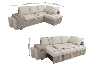 Sofá Cama Chaise Longue Stacy – Grande y con Almacenamiento