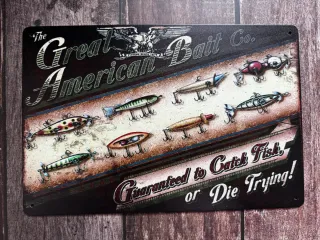 CARTEL METALICO SEÑUELOS DE PESCA RETRO