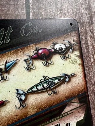 CARTEL METALICO SEÑUELOS DE PESCA RETRO
