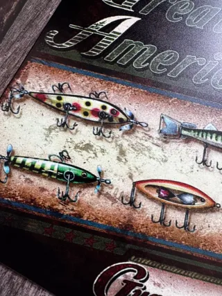 CARTEL METALICO SEÑUELOS DE PESCA RETRO