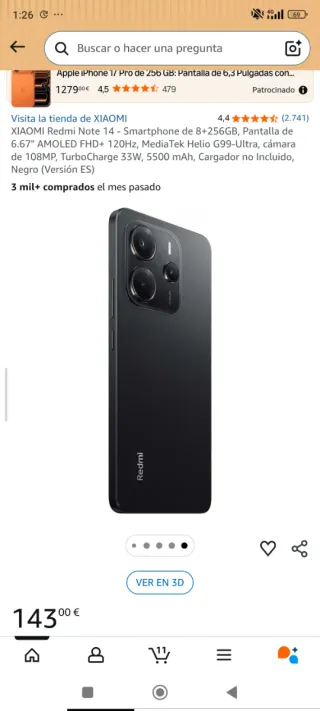 Xiaomi Redmi Note 14 256GB Negro