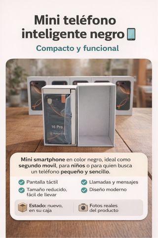 Mini teléfono inteligente negro