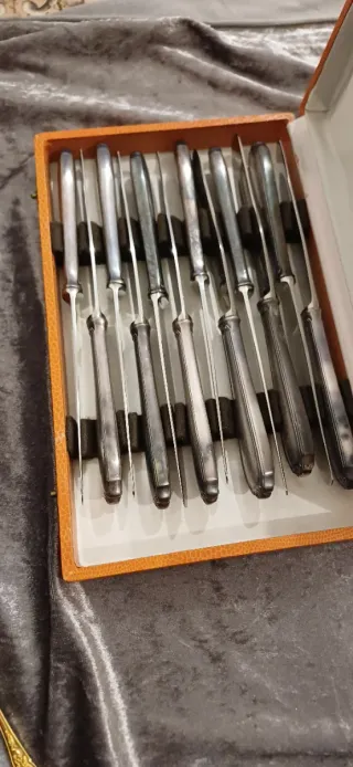 Juego 12 Cuchillos de Mesa metal plateado