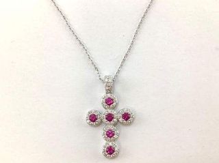 cadena plata 925mm con piedra con circonita 19 2.5cm