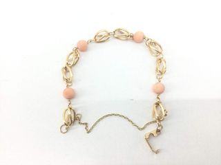 pulsera oro 18k con piedra con coral