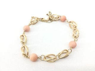 pulsera oro 18k con piedra con coral
