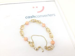 pulsera oro 18k con piedra con coral