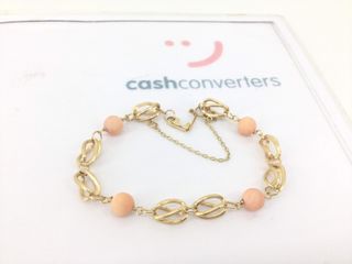 pulsera oro 18k con piedra con coral