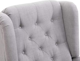 Sillón de Dormitorio Estilo Francés con Amplio Asiento, Silloncito de Dormitorio Acolchado con Brazos e Imbottitura, con Patas de Madera para Sala de Estar y Oficina, Gris