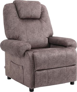 Sillón Relax Con Reclinable Manual en Tela, Sillón Reclinable Con Reposapiés Extraíble Y Bolsa Lateral, Marrón