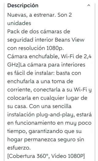 2 Cámaras Vigilancia Interior marca Yi 1080P