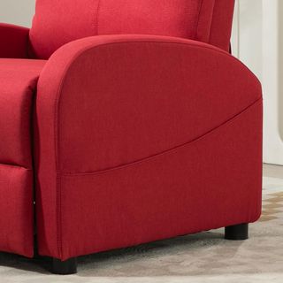Sillón Relax Reclinable Manual con Reposapiés, Sillón Reclinable en Tela Efecto Lino para Dormitorio, Salón y Sala de Estar, Rojo